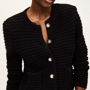 ba&sh Gaspard Black Textured Cardigan